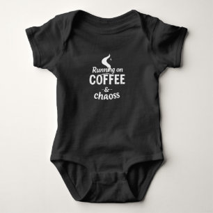 Running on Coffee and Chaos Distressed Typography Baby Bodysuit