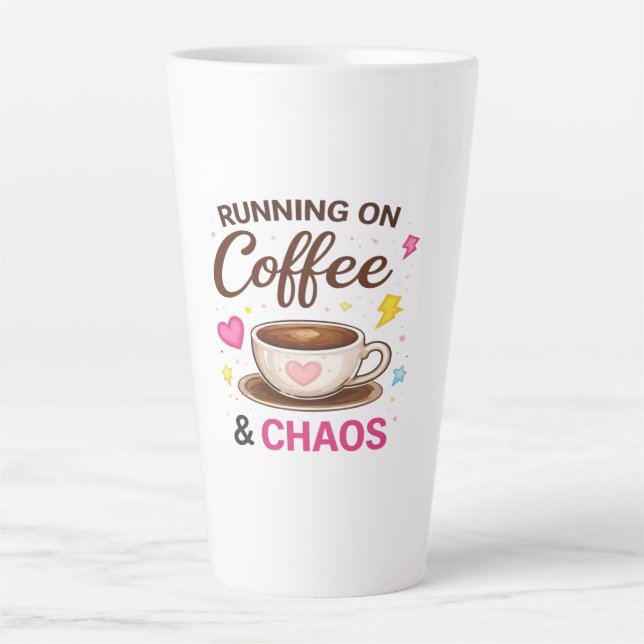 Running on Coffee & Chaos — Cute Coffee Cup Design (Front)