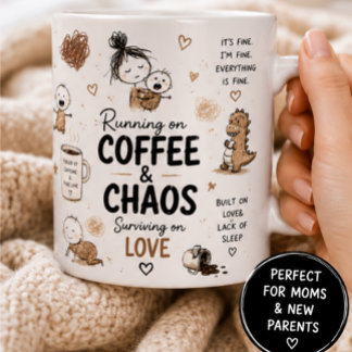 Running on Coffee & Chaos Mum Humour  Mug