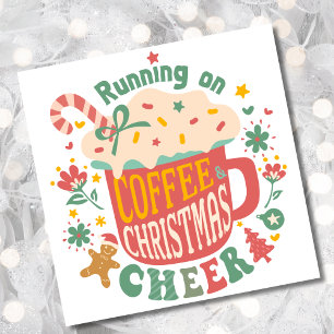 Running on Coffee Christmas retro Holiday Card