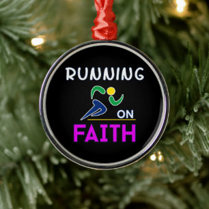 Running on Faith Christian Runner Metal Ornament