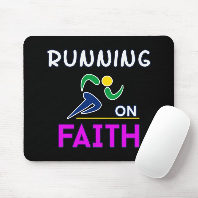 Running on Faith Christian Runner Mouse Pad (With Mouse)