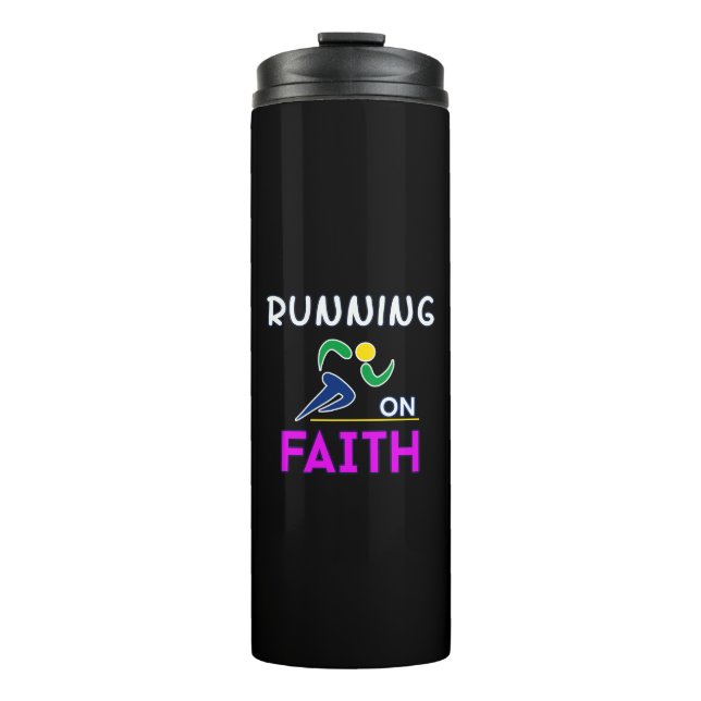 Running on Faith Christian Runner Thermal Tumbler (Front)