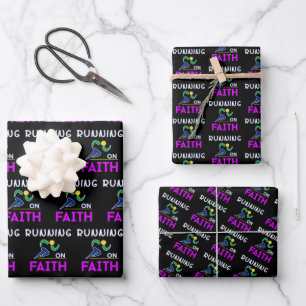 Running on Faith Christian Runner Wrapping Paper Sheet