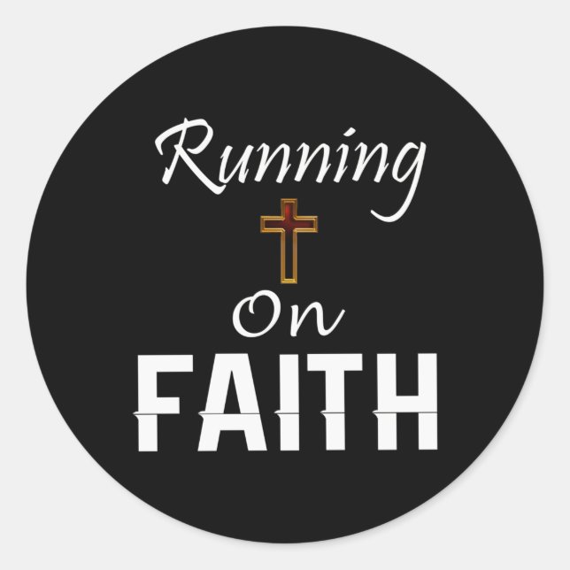 Running on Faith Runner Classic Round Sticker (Front)