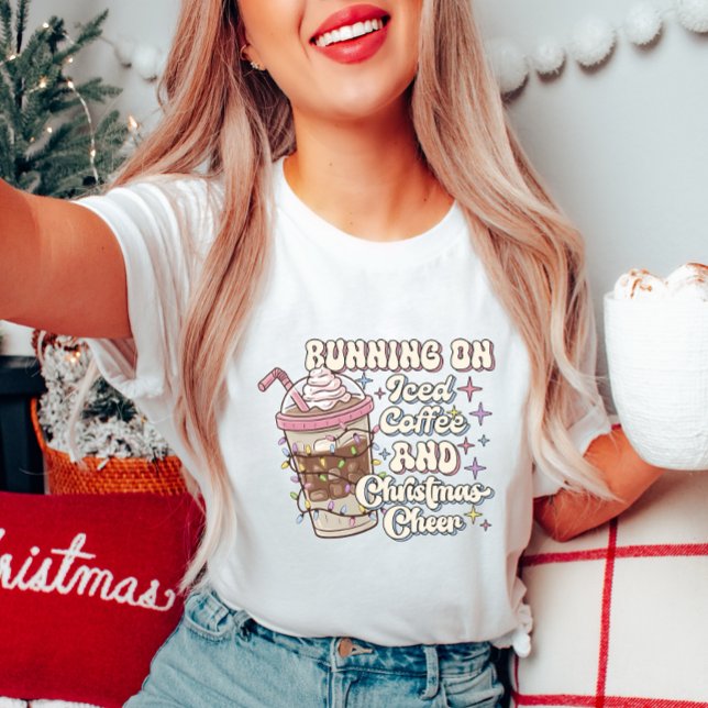 Running on Iced Coffee & Christmas Cheer T-Shirt (Creator Uploaded)