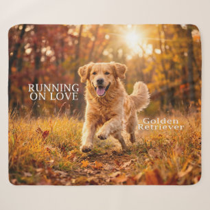 Running on Joy Golden Retriever Sherpa Blanket