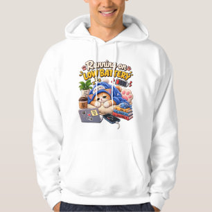 Running on Low Battery Cat – Cosy Sleepy Cat Low Hoodie