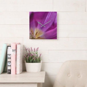 Running on Tulip Time, Square Acrylic Wall Clock