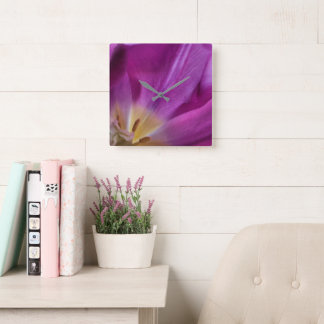 Running on Tulip Time, Square Acrylic Wall Clock