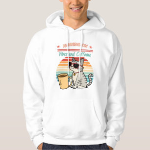 Running on Vibes & Caffeine - Cool Cat Retro Hoodie