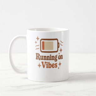 Running on Vibes Retro Battery Design Coffee Mug