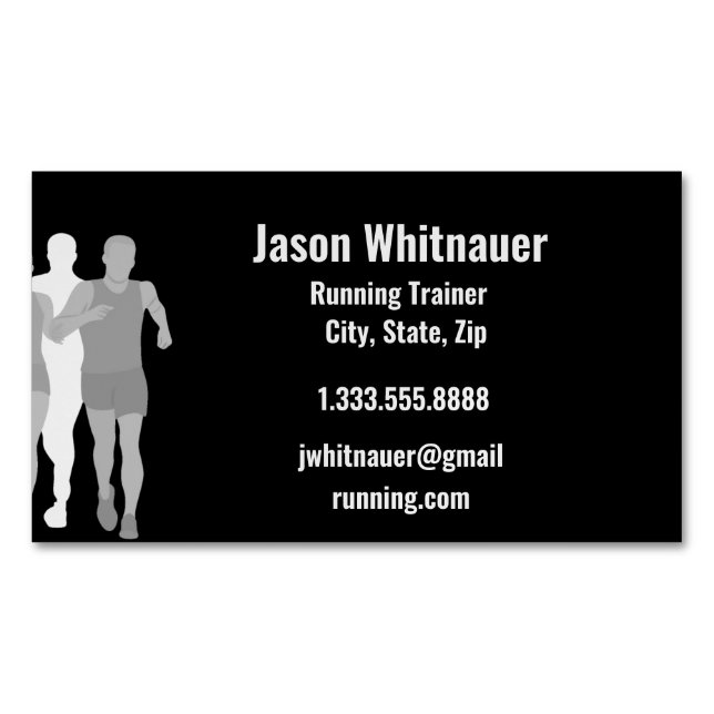 Running or Personal Trainer, Fitness Instructor   Magnetic Business Card (Front)