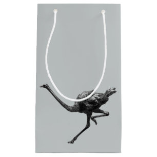 Running Ostrich Ink Sketch, Cool Athlete Bird Art Small Gift Bag