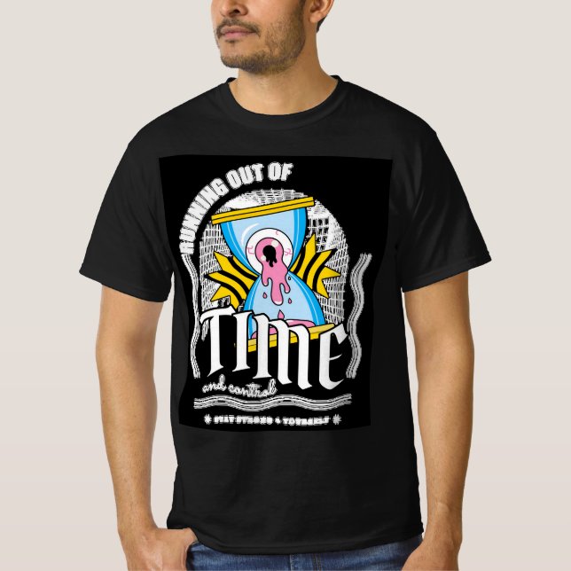 Running Out of Time - Bold Eye Hourglass Graphic D T-Shirt (Front)