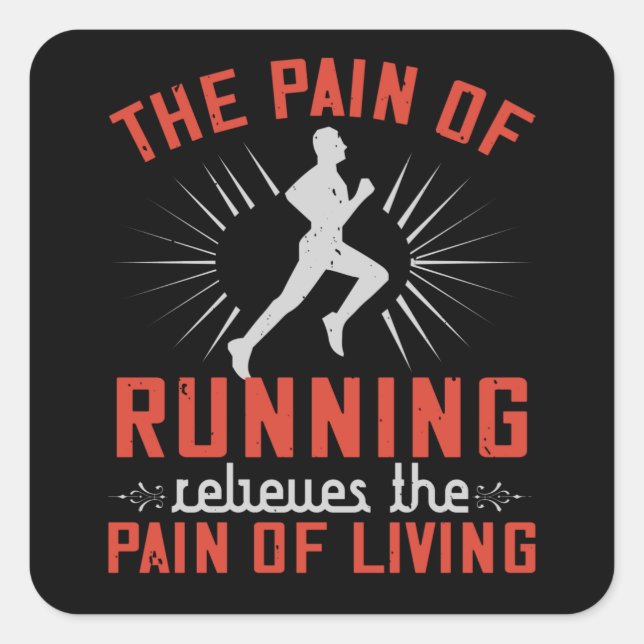 Running - Pain of Running Square Sticker (Front)