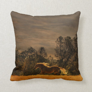 Running Palimino Horse Throw Pillow