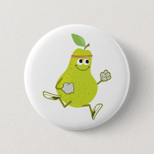 Running Pear 6 Cm Round Badge