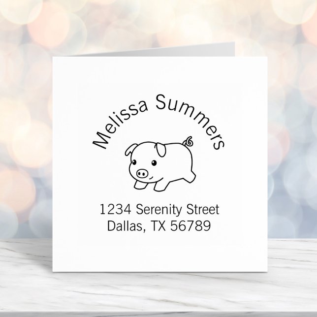 Running Piglet Pig Arch Address Self-inking Stamp (Creator Uploaded)