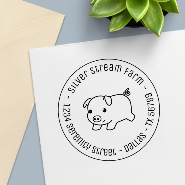 Running Piglet Pig Business Address 1 Self-inking Stamp (Creator Uploaded)