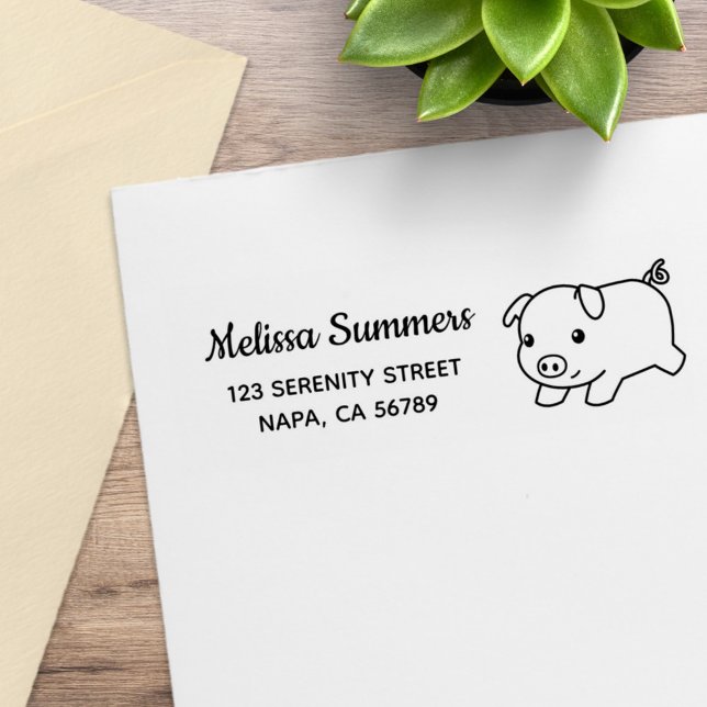 Running Piglet Pig Return Address Rubber Stamp (Creator Uploaded)