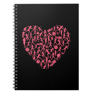 Running Pink Heart Silhouette - Women Runners Notebook
