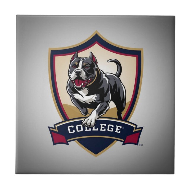 Running PitBull College Logo Ceramic Tile (Front)
