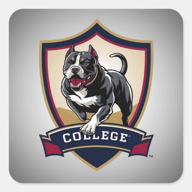 Running PitBull College Logo Square Sticker (Front)