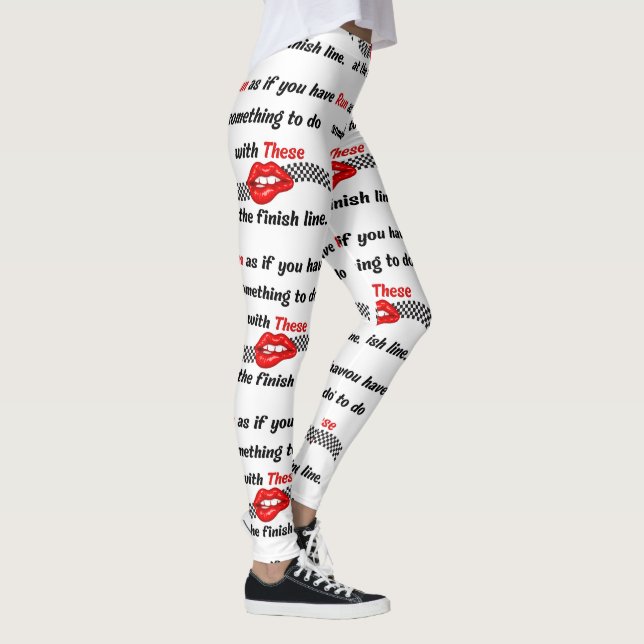 Running Playful Motivational Typography Pattern Leggings (Right)