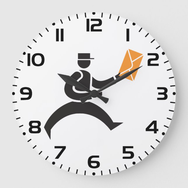 Running Postman Delivering Mail Postal Worker Large Clock (Front)