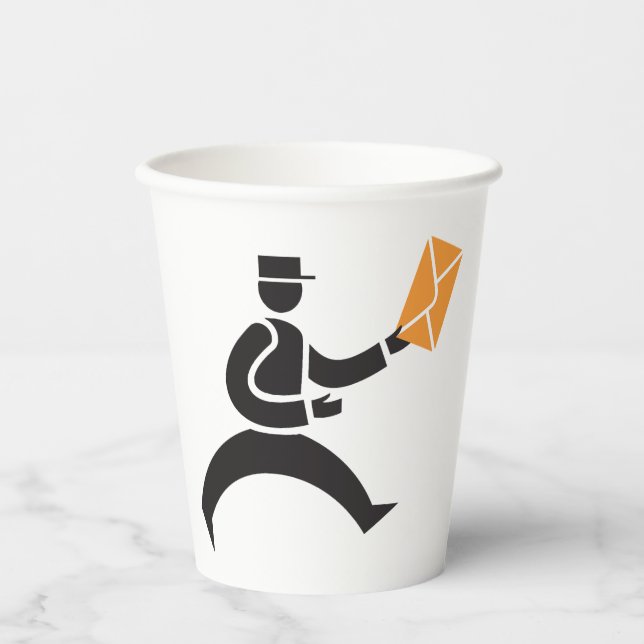 Running Postman Delivering Mail Postal Worker Paper Cups (Front)