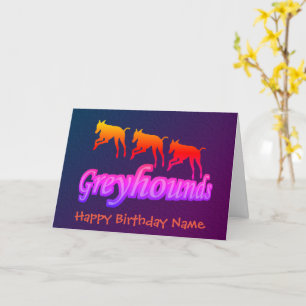 Running Rainbow Greyhounds Personalised Birthday  Card