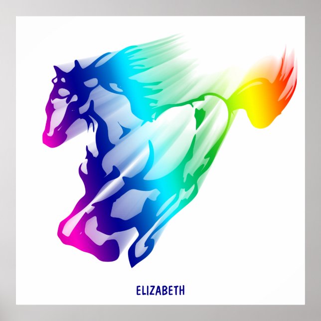 Running Rainbow Horse With Motion Trail Poster (Front)