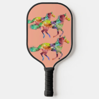 Running Rainbow Horses Pickle Ball Paddle