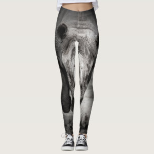 Running Rhinoceros: Wild Animal Portrait. Leggings