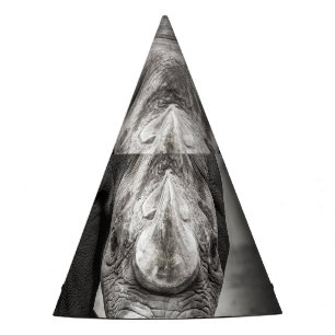 Running Rhinoceros: Wild Animal Portrait. Party Hat