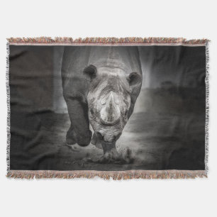 Running Rhinoceros: Wild Animal Portrait. Throw Blanket