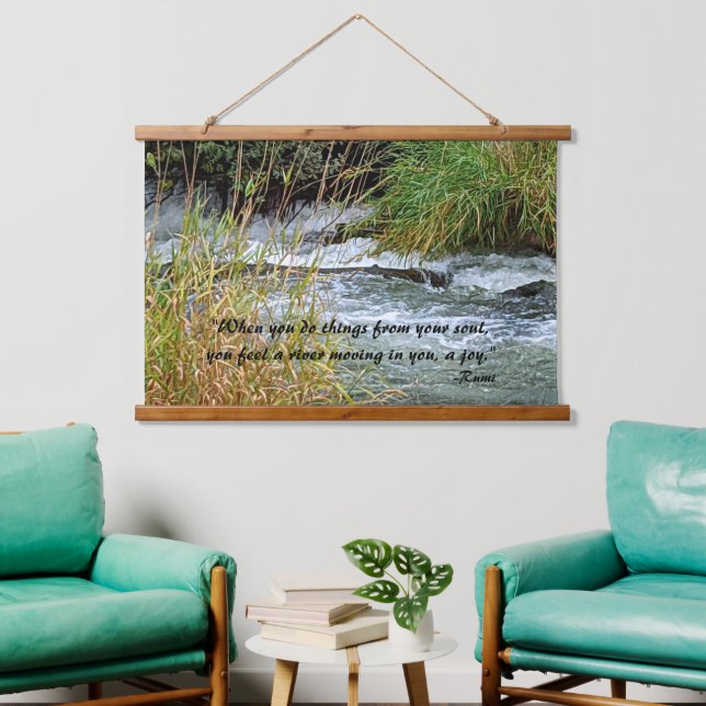 Running River Rumi Poetry Verse Hanging Tapestry (Living Room)