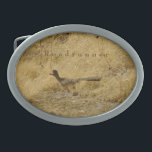 Running Roadrunner Belt Buckle<br><div class="desc">Photo taken in Colorado.  Customisable.  Available in oval or rectangular shape.</div>