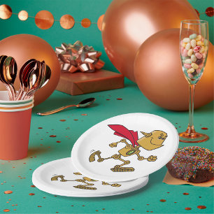 Running Robot Superhero Cartoon Character Paper Plate