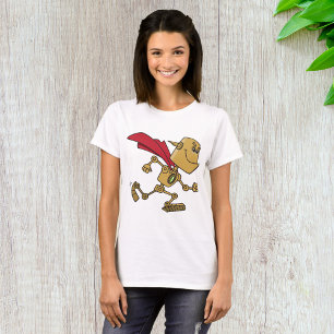 Running Robot Superhero Cartoon Character T-Shirt