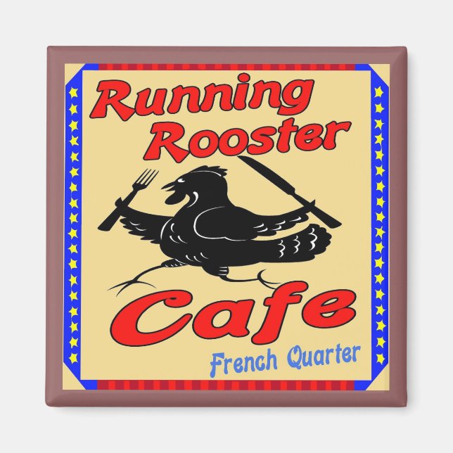 Running Rooster Cafe S Magnet (Front)