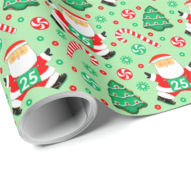 Running Runner Christmas Gift Wrapping Paper (Roll Corner)