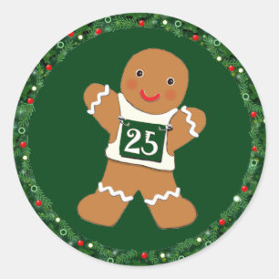 Running Runner Christmas Holiday Classic Round Sticker