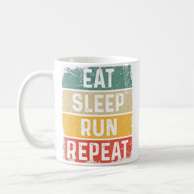 Running Runner Funny Eat Sleep Run Repeat Coffee Mug (Left)