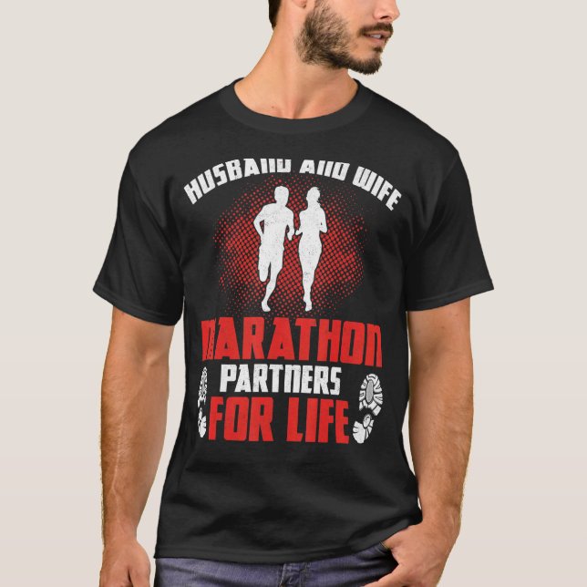 Running Runner Half Marathon Wedding Marriage Husb T-Shirt (Front)