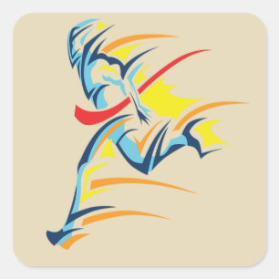 Running Runner Race Marathon Square Sticker