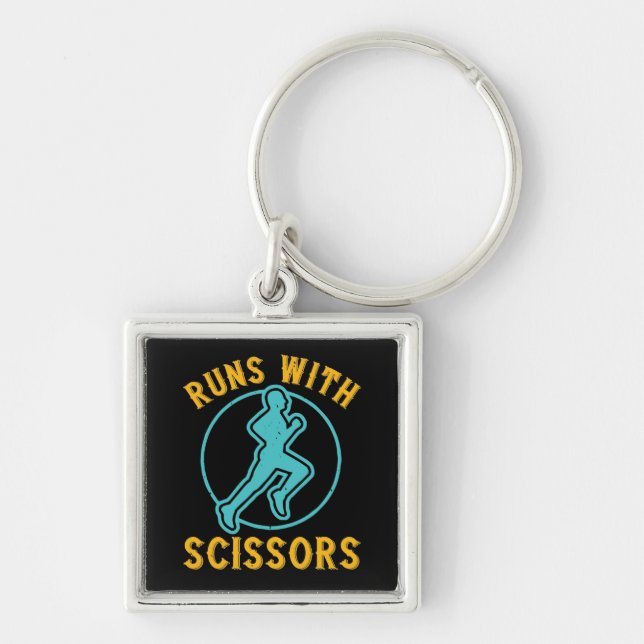Running - Runs with scissors Key Ring (Front)