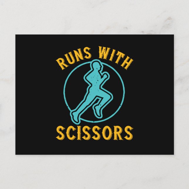 Running - Runs with scissors Postcard (Front)