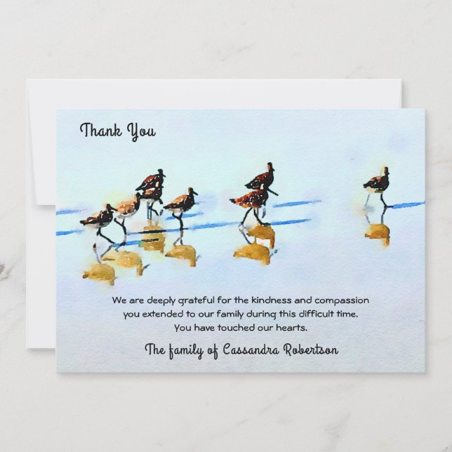 Running Sandpipers on Hilton Head Beach Sympathy Announcement (Front)